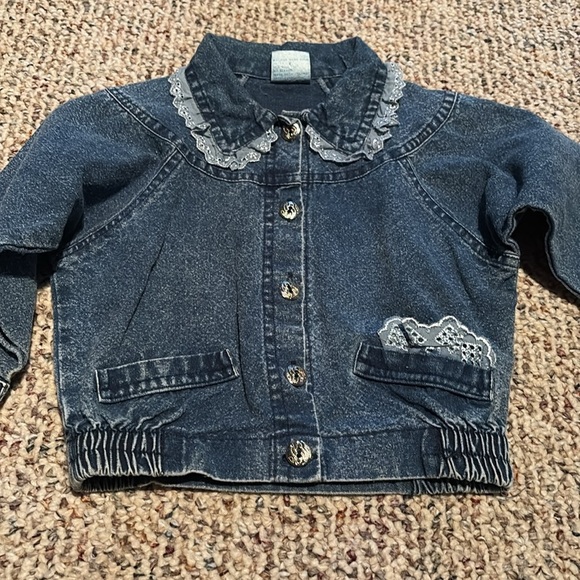 Kohana Denim Kids Bottoms & Jacket Set with Lace Trim. 18 Months. Vintage - Picture 2 of 8
